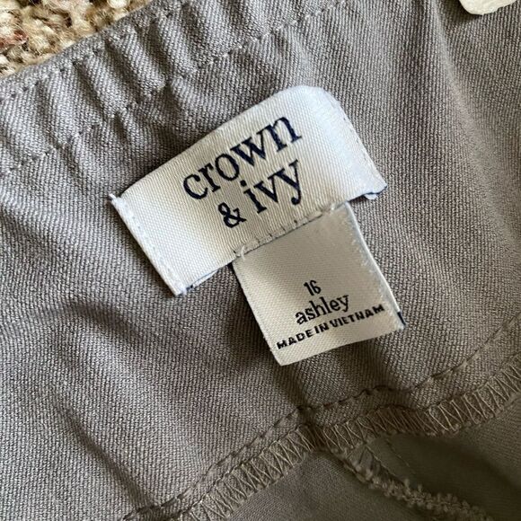 Crown & Ivy Petite Ashley Pants Gray Pull On New Elastic Waist Womens Size 16 - Picture 9 of 10